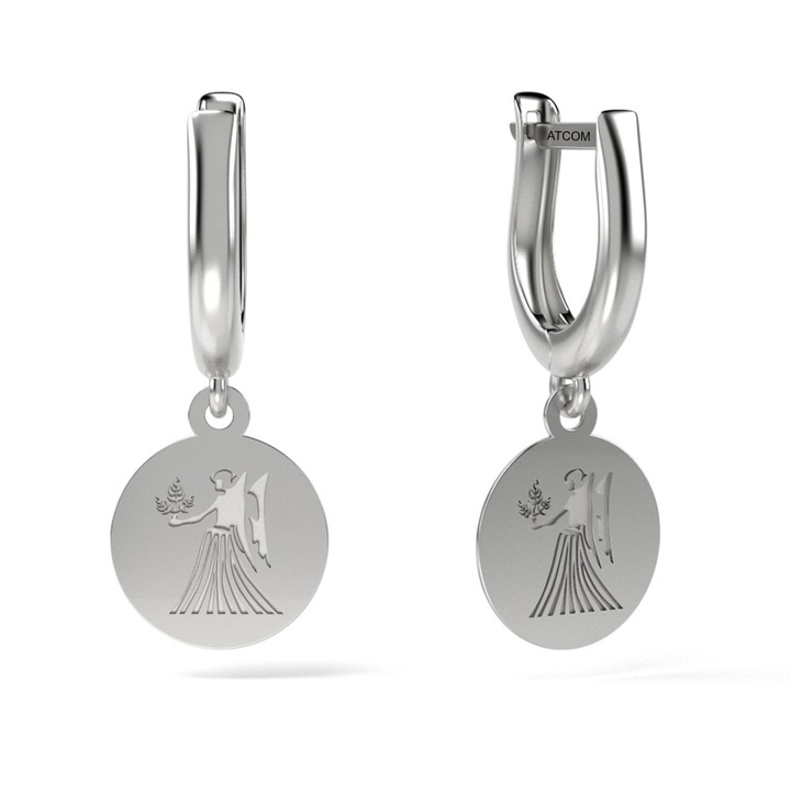 Cercei din aur alb model Fecioara