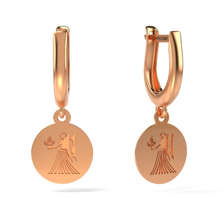 Обеци от розово злато Дева модел