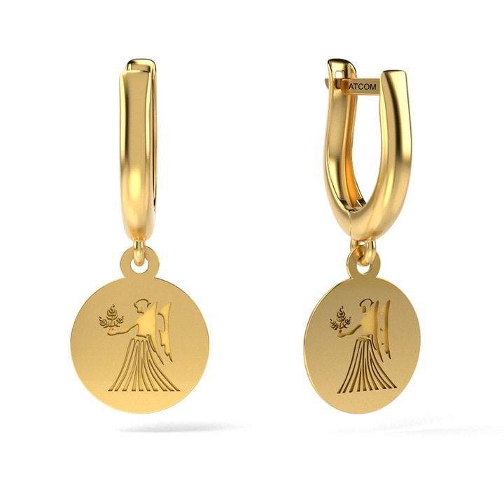 Cercei din aur galben model Fecioara