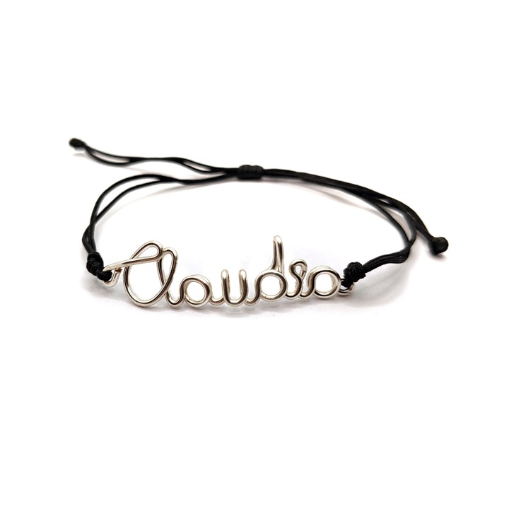 Bratara reglabila, Claudia, realizata 100% manual, cu nume personalizat