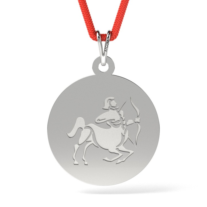 Висулка от бяло злато с шнур Sagitator