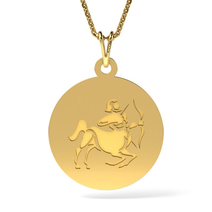 Верижка с медальон от жълто злато Стрелец