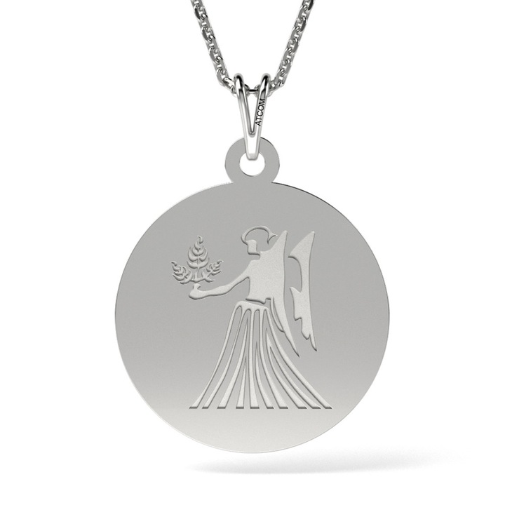 Верижка с висулка от бяло злато модел Дева