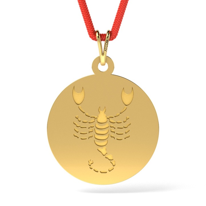 Висулка от жълто злато с шнур със скорпион