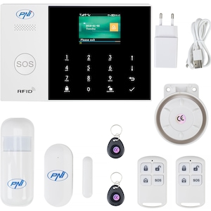 Sistem de alarma wireless PNI SafeHouse HS600 Wifi GSM 4G, suporta 90 zone wireless si 3 zone cu fir, compatibil cu aplicatia Tuya Smart, alerta prin SMS, apel vocal, notificare pe telefon