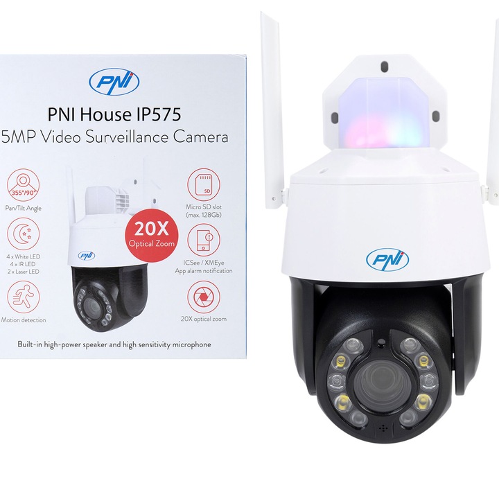 PNI House IP575 térfigyelő kamera, 5MP, WiFi, IP, 20x optikai zoom, varifokális lencse