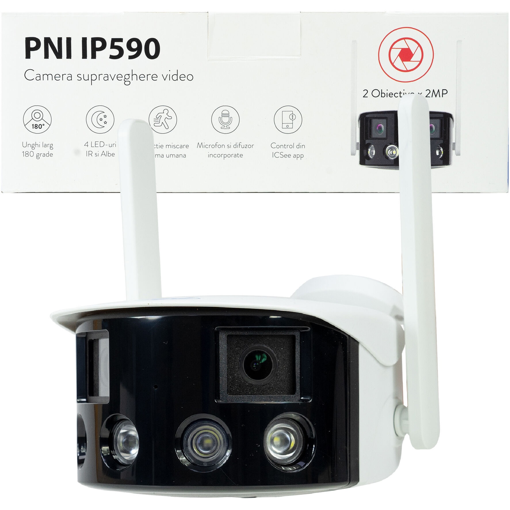 sell balance nobody Camera supraveghere video PNI IP590, wireless, cu IP, Dual lens, 2 x 2MP,  180 grade, slot card micro SD - eMAG.ro