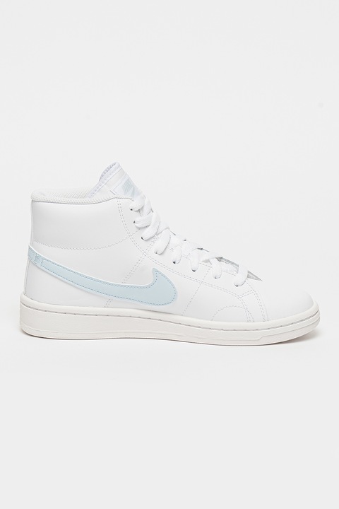 Nike, Pantofi sport mid-high din piele Court Royale 2, Alb, Albastru pastel, 6.5