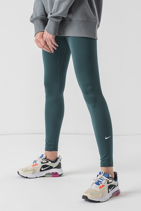 Nike, Фитнес клин One с Dri-FIT и висока талия, Петролно синьо