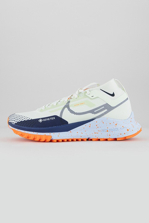 Nike, Pantofi impermeabili pentru alergare React Pegasus Trail 4, Verde pal/Portocaliu neon/Bleumarin