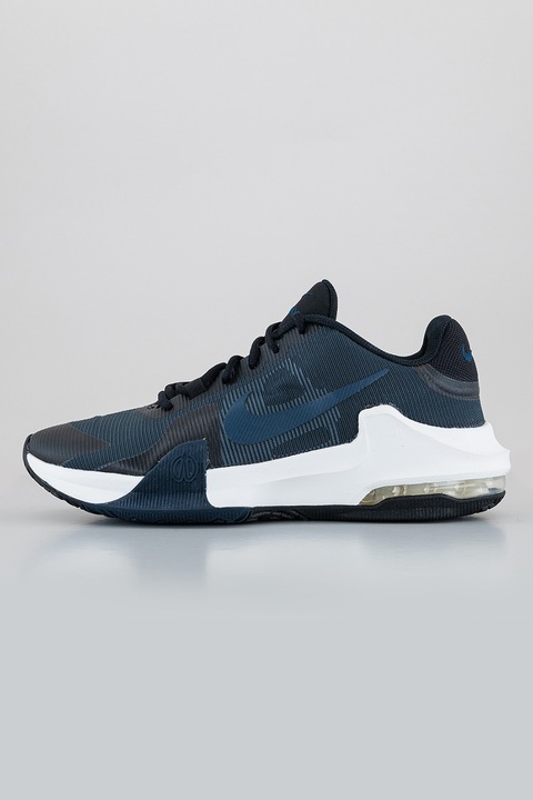 Nike, Pantofi cu imprimeu logo pentru baschet Air Max Impact 4, Negru/Bleumarin