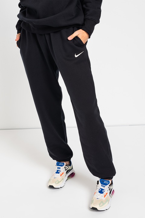 Nike, Спортен панталон Phoenix с лого, Черен