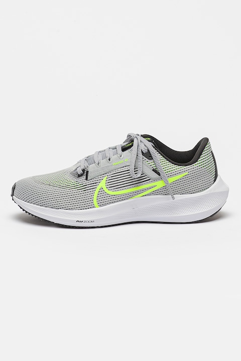 Nike, Pantofi pentru alergare Air Zoom Pegasus 40, Verde neon/Gri deschis/Negru