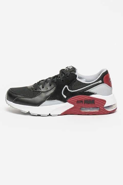 Nike, Pantofi sport cu insertii de piele Air Max Excee, Visiniu/Negru/Gri