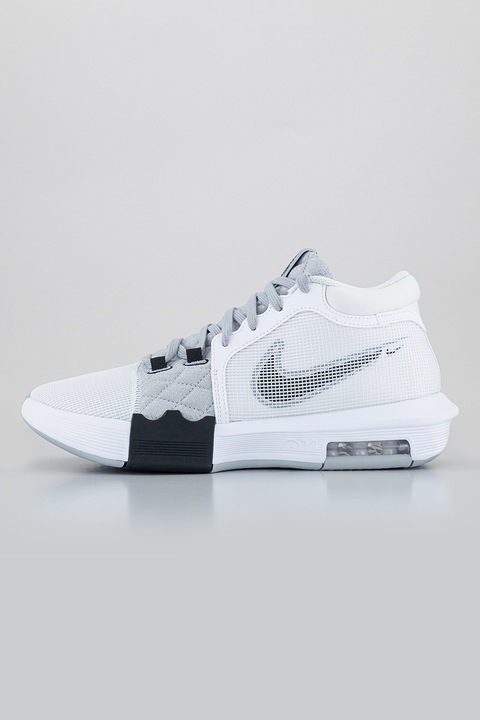 Nike, Pantofi cu amortizare pentru baschet LeBron Witness 8, Alb/Gri