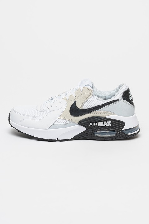 Nike, Pantofi sport cu garnituri de piele Air Max Excee 365, Alb/Negru