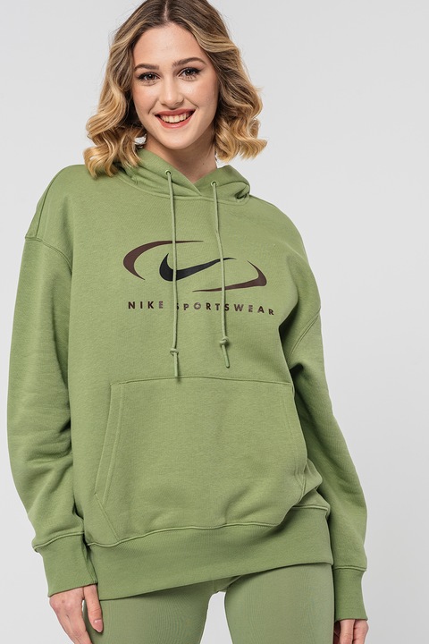 Nike, Hanorac supradimensionat cu buzunar kangaroo, Verde marin