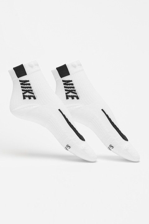 Nike, Set de sosete unisex pentru alergare Multiplier - 2 perechi, Negru stins/Alb optic