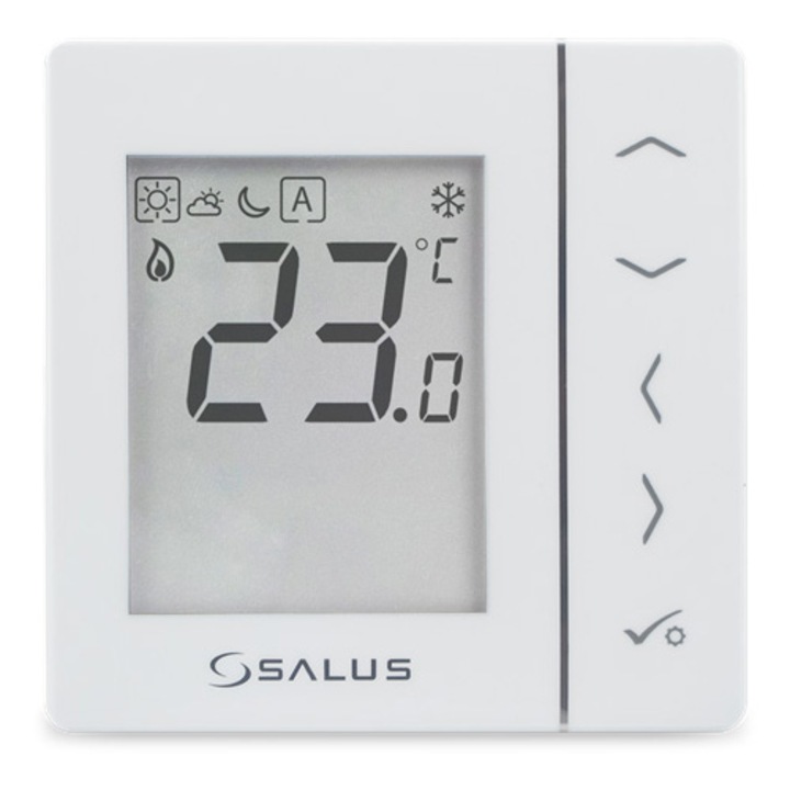 Termostat neprogramabil Salus VS35W, montaj in doza, butoane tactile, alb, compatibil cu senzor de pardoseala