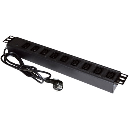Prelungitor 9 prize, Alantec, Aluminiu, 19, 9 x IEC320 C13 mufa CEE 7/7, Negru