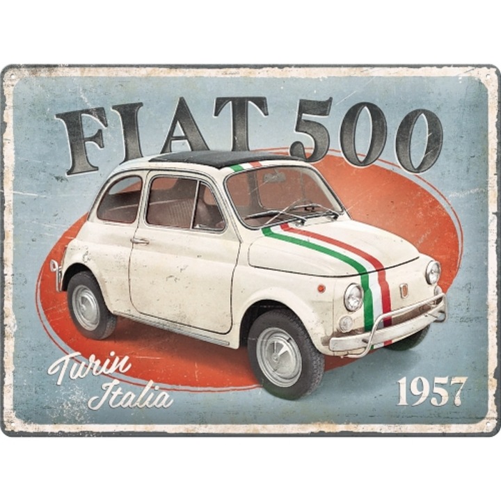 Placa decor 30x40 Fiat 500 - Turin Italia