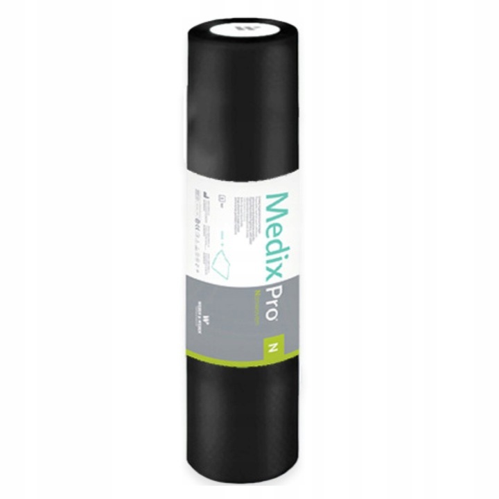 Cearsafuri de unica folosinta in rola MedixPro, set 100 bucati predecupate 50x60 cm, din material netesut (TNT) pentru uz profesional in cabinete medicale, cosmetica, masaj si saloane de tatuaje, culoare Negru