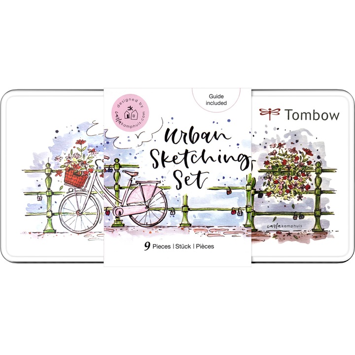 Set 9 piese caligrafie Watercoloring and SKetching Tombow Urban
