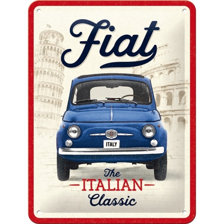 Placa decor metalica 15x20 Fiat 500 - The Italian Classic