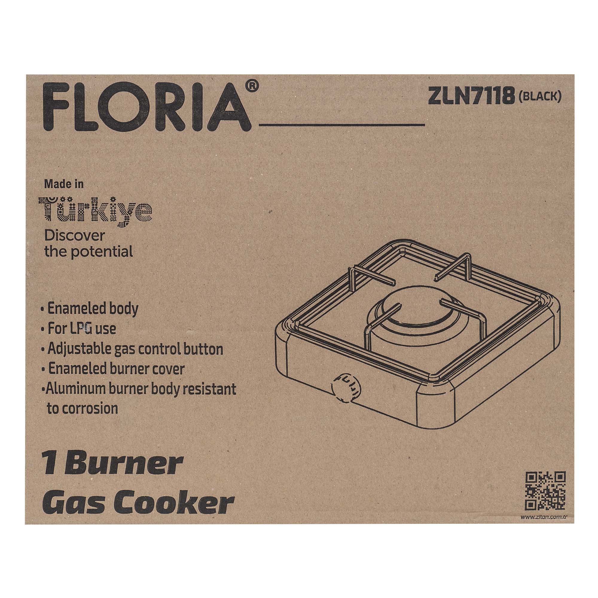 Aragaz 1 ochi, Floria, cu alimentare la butelie, culoare negru / ZLN 7118