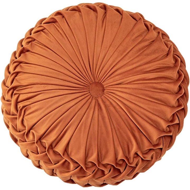 Dekoratív párna, QttvbTna, bársony, 38 x 10 cm, narancssárga