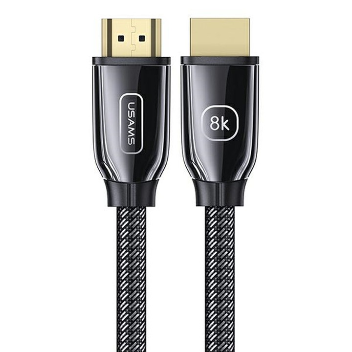 Кабел HDMI - HDMI 2.1 US-SJ497, USAMS, 8K, 60 Hz / 4K, 120 Hz, 2 m, Черен