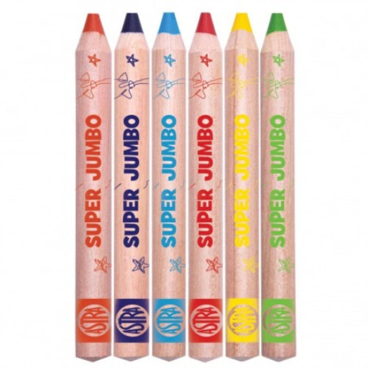 Set 6 creioane colorate SUPER JUMBO, Astra, 1 an+, Multicolor
