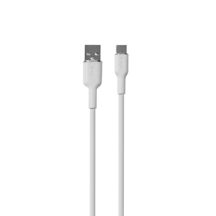 Cablu USB-A/USB-C, Puro, 1.5 m, 18 W, Universal, Alb