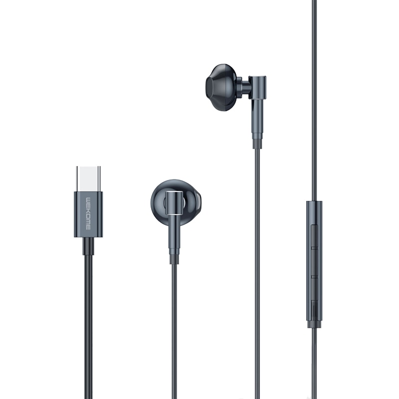 Casti cu fir, Wekome, Polimer, Compatibilitate dispozitive cu port USB-C, Negru
