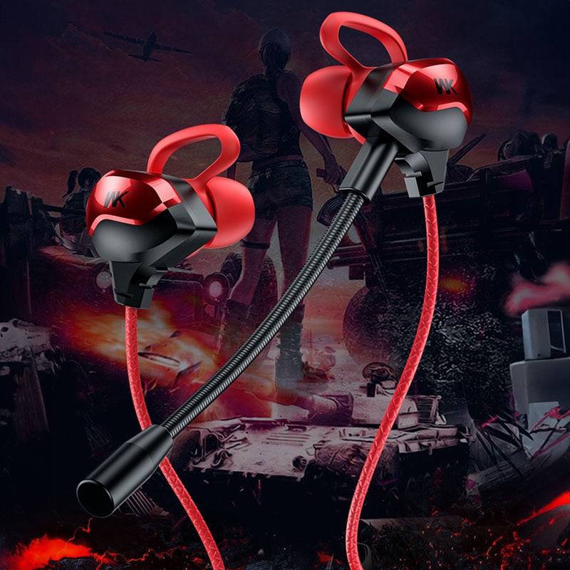 Casti cu fir gaming, Wekome, Polimer, Compatibilitate: dispozitive cu intrare jack de 3,5 mm, ET-Y30, Negru/Rosu