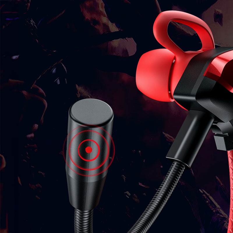 Casti cu fir gaming, Wekome, Polimer, Compatibilitate: dispozitive cu intrare jack de 3,5 mm, ET-Y30, Negru/Rosu