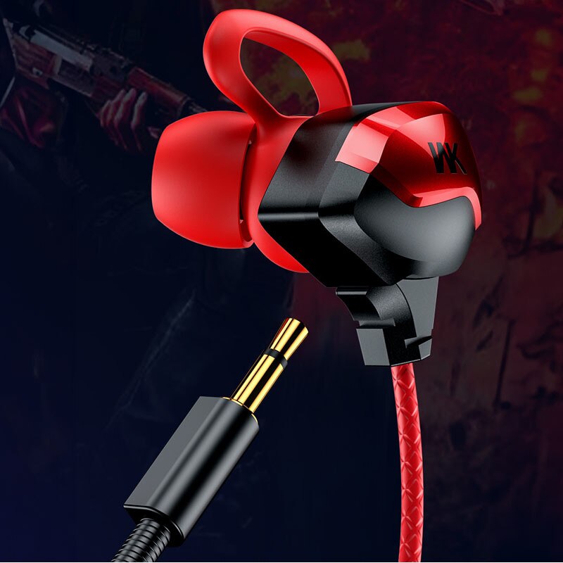 Casti cu fir gaming, Wekome, Polimer, Compatibilitate: dispozitive cu intrare jack de 3,5 mm, ET-Y30, Negru/Rosu