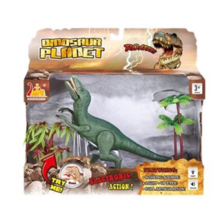 Dinoszaurusz, Műanyag, 3 év, Hang és fény funkció, Zöld