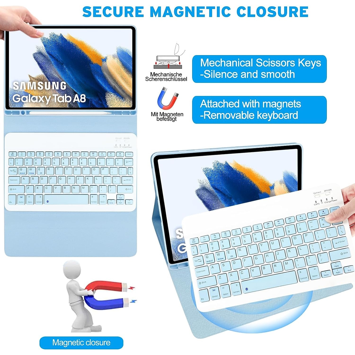 Husa premium office Sigloo, tip mapa, pentru tableta Xiaomi Mi Pad 5, Mi Pad 5 Pro, 11inch, confectioanata din piele sintetica, carcasa interna din silicon cu suport Smart Pen, Blue