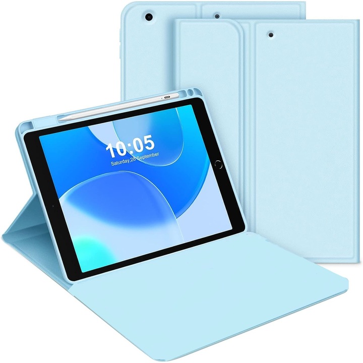 Sigloo premium office cover, тип карта, за таблет Xiaomi Mi Pad 5, Mi Pad 5 Pro, 11 инча, от изкуствена кожа, вътрешен силиконов калъф с държач за Smart Pen, син