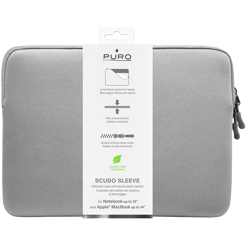 Husa laptop, Puro, Neopren, Argintiu