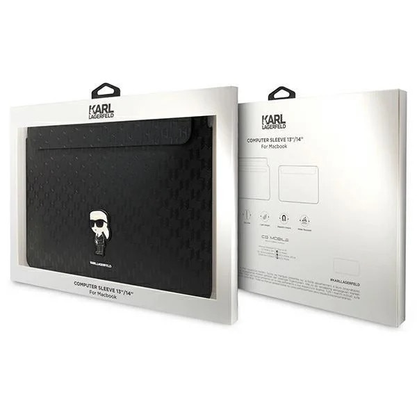 Husa Karl Lagerfeld Saffiano Monogram Ikonik compatibila cu laptop 14 inch Black