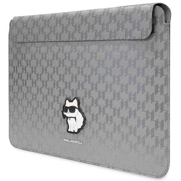 Husa Karl Lagerfeld Saffiano Monogram Choupette compatibila cu laptop 14 inch Silver