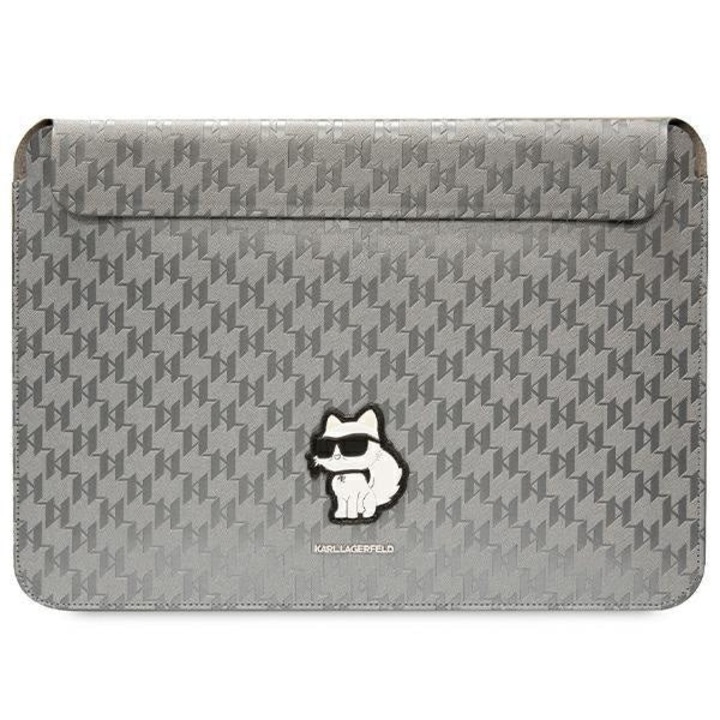 Husa Karl Lagerfeld Saffiano Monogram Choupette compatibila cu laptop 14 inch Silver
