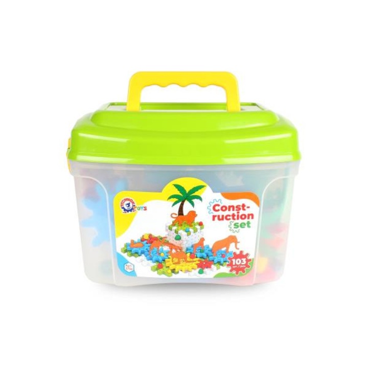 Комплект тухлички, TechnoK Toys, 103 части, Многоцветни, 3 години+