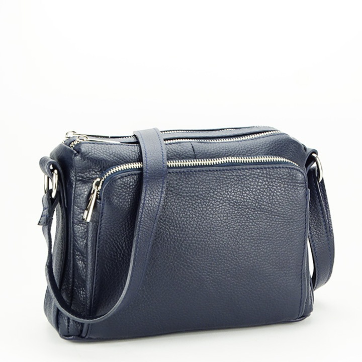 Geanta din piele naturala bleumarin B-8981 124 Bleumarin