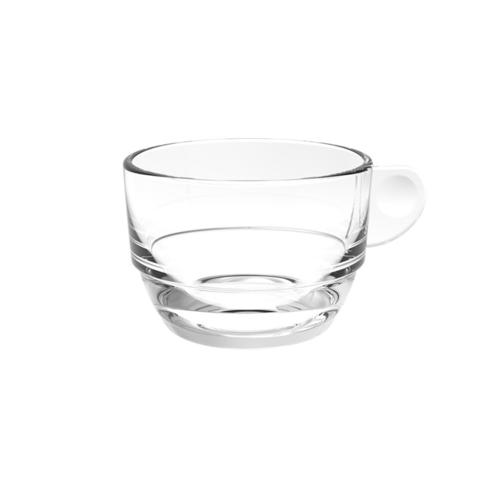 Set 6 cesti transparente cappuccino, reutilizabile, incasabile, capacitate 160cc, Goldplast