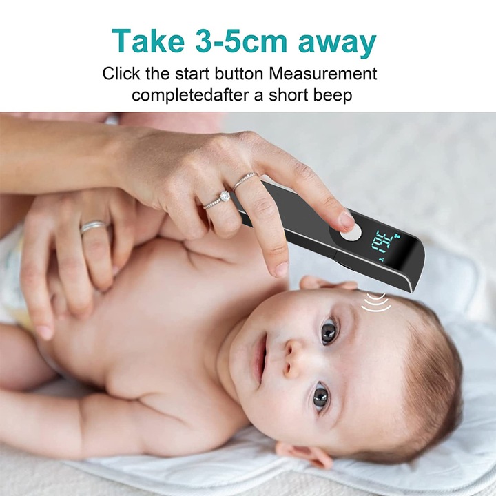 Termometru Digital Non Contact Cu Infrarosu, EYUSALL, Mode Dual, Tip Alimentare Baterii, Negru