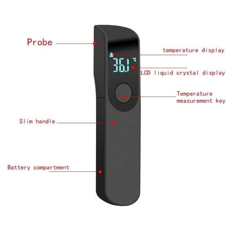 Termometru Digital Non Contact Cu Infrarosu, EYUSALL, Mode Dual, Tip Alimentare Baterii, Negru