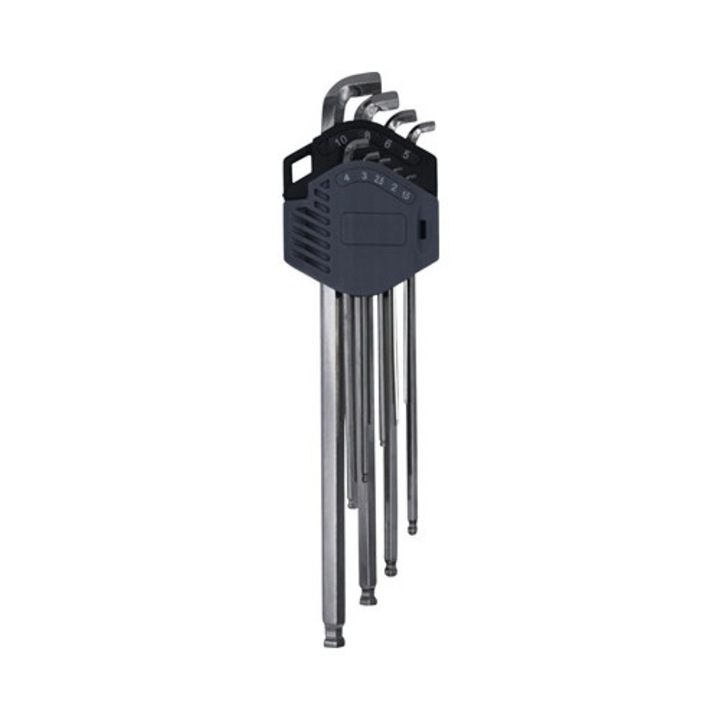 Set Chei Hexagonale Cu Cap Sferic Wgb 1,5-10 Mm, 9 Piese, Crom-vanadiu